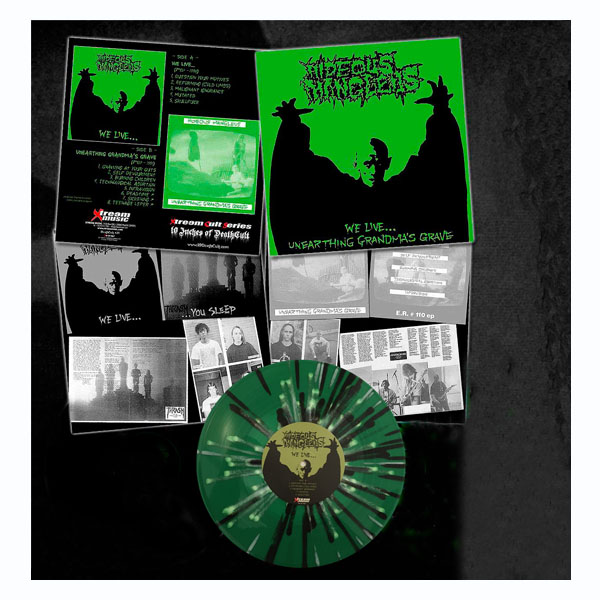 HIDEOUS MANGLEUS - WE LIVE UNEARTHING GRANDMAS GRAVE (Green splatter) Vinyl