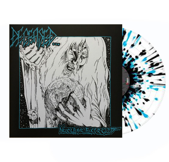 DECEASED - NUCLEAR EXORCIST (White w/ Black & Blue Splatter) Vinyl